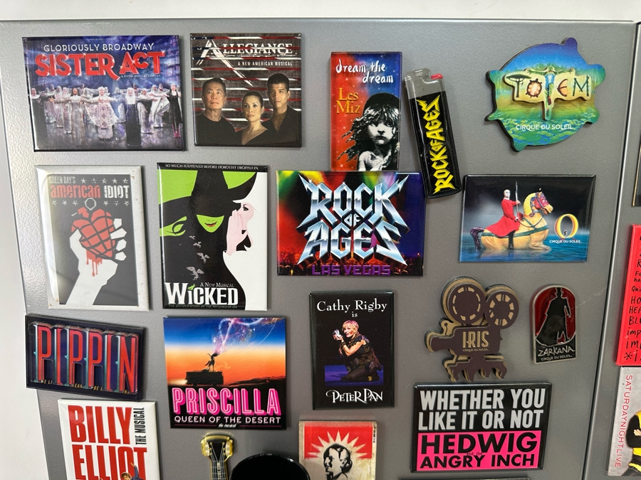 Huge Collection Of Amusement Theme Park / Theatre / Destination Magnets With Three Wall Magnet Boards 14.5 X 31 Each [Photo 12]