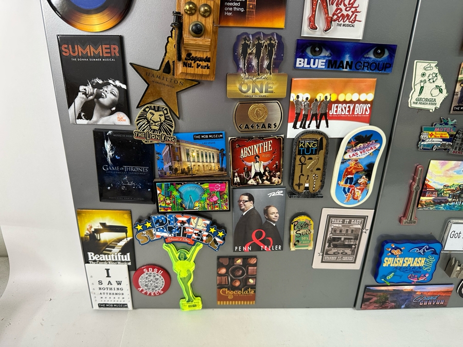 Huge Collection Of Amusement Theme Park / Theatre / Destination Magnets With Three Wall Magnet Boards 14.5 X 31 Each [Photo 14]