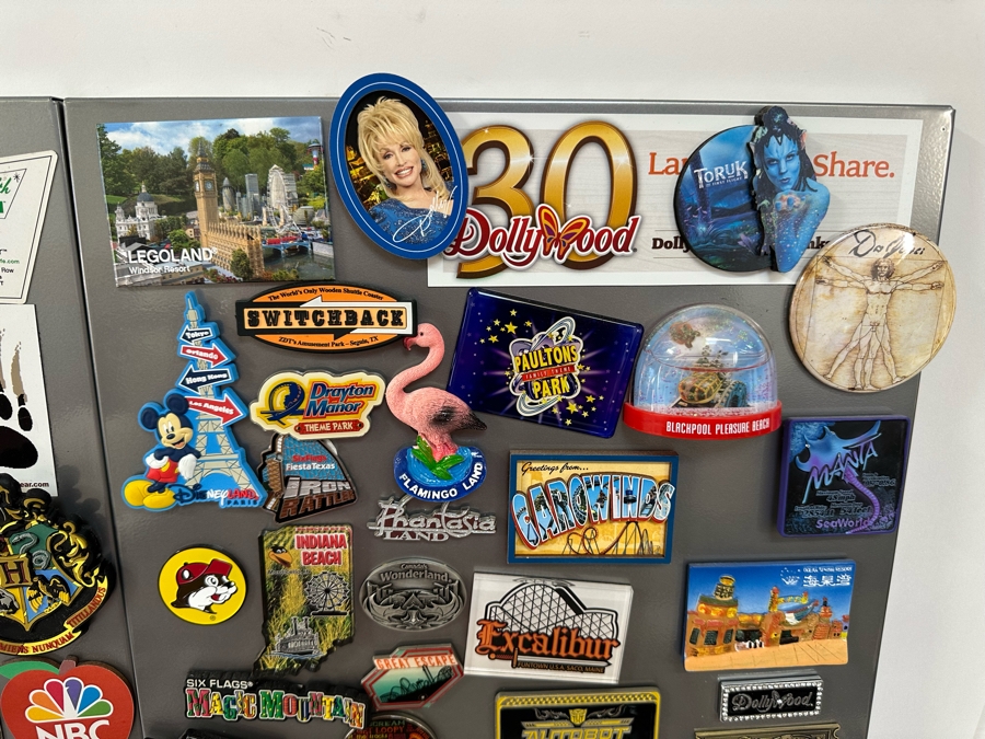 Huge Collection Of Amusement Theme Park / Theatre / Destination Magnets With Three Wall Magnet Boards 14.5 X 31 Each [Photo 5]