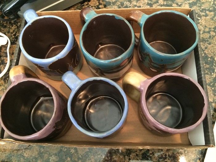 (6) Hand Painted Mexican Coffee Mugs
