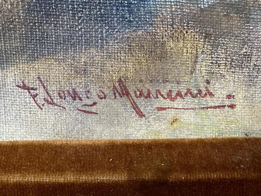 Francesco Longo Mancini (1880-1954, Italian) Original Antique Oil Painting On Canvas 14 X 18 Framed 22 X 27 [Photo 23]