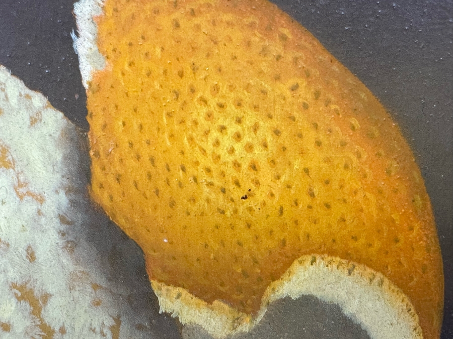 Stunning Original Peeled Orange Still Life Painting Signed WK 1966 10 X 8 Framed 15.5 X 13 [Photo 10]