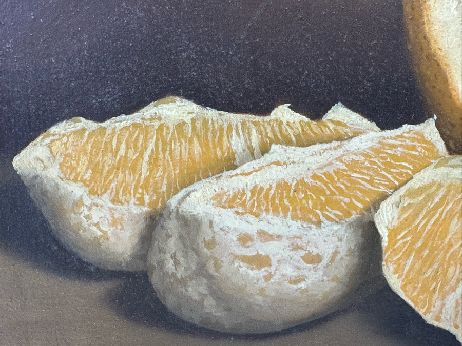 Stunning Original Peeled Orange Still Life Painting Signed WK 1966 10 X 8 Framed 15.5 X 13 [Photo 14]