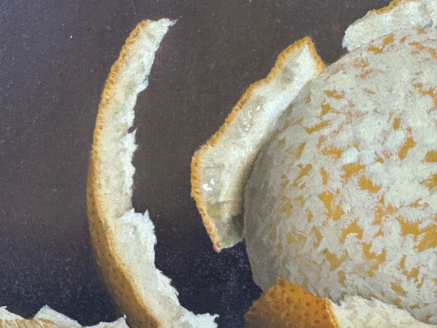 Stunning Original Peeled Orange Still Life Painting Signed WK 1966 10 X 8 Framed 15.5 X 13 [Photo 15]