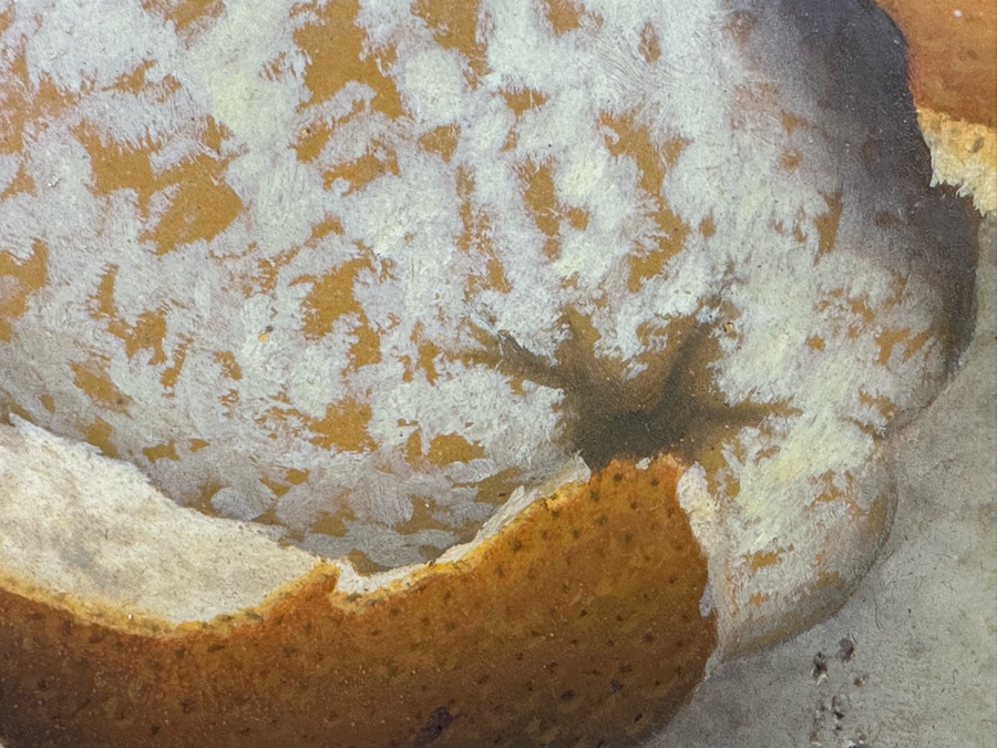 Stunning Original Peeled Orange Still Life Painting Signed WK 1966 10 X 8 Framed 15.5 X 13 [Photo 12]