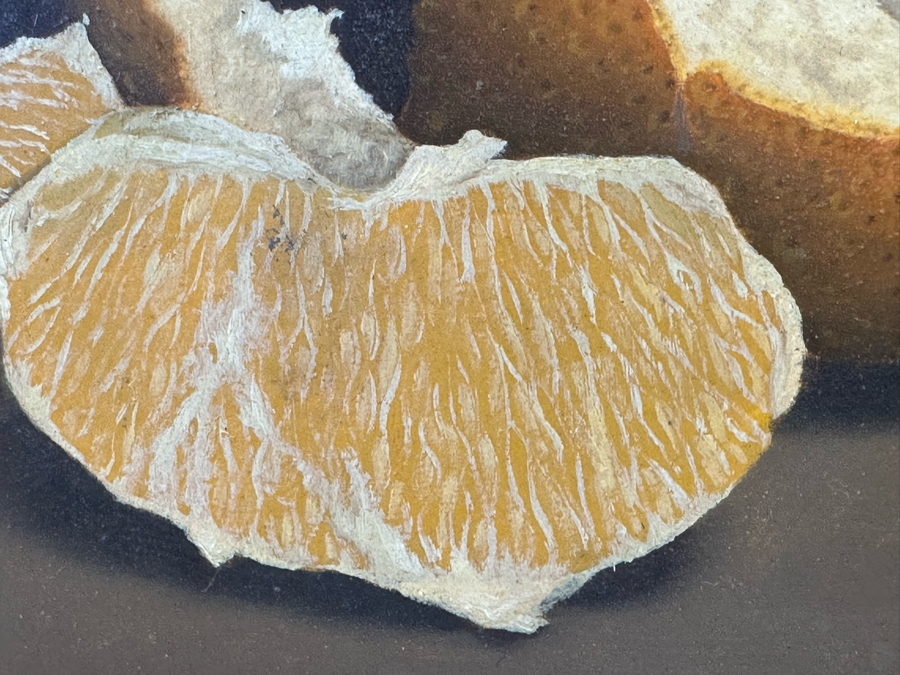 Stunning Original Peeled Orange Still Life Painting Signed WK 1966 10 X 8 Framed 15.5 X 13 [Photo 13]
