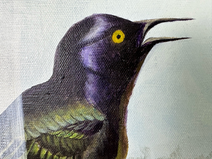 Alcina Nolley (St. Lucia) Original Oil Painting On Canvas 1986 'Morning Has Broken, Like The First Dawning. Blackbird Is Singing, Like The First Bird' 37.25 X 37.25 Framed 45.5 X 45.5 [Photo 10]