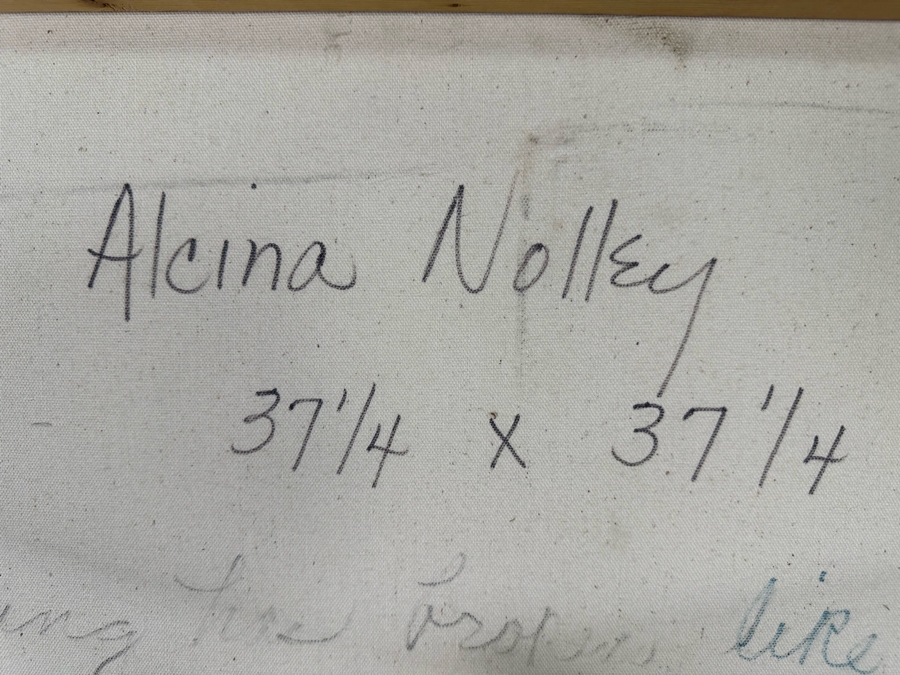 Alcina Nolley (St. Lucia) Original Oil Painting On Canvas 1986 'Morning Has Broken, Like The First Dawning. Blackbird Is Singing, Like The First Bird' 37.25 X 37.25 Framed 45.5 X 45.5 [Photo 17]