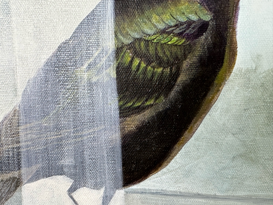 Alcina Nolley (St. Lucia) Original Oil Painting On Canvas 1986 'Morning Has Broken, Like The First Dawning. Blackbird Is Singing, Like The First Bird' 37.25 X 37.25 Framed 45.5 X 45.5 [Photo 11]