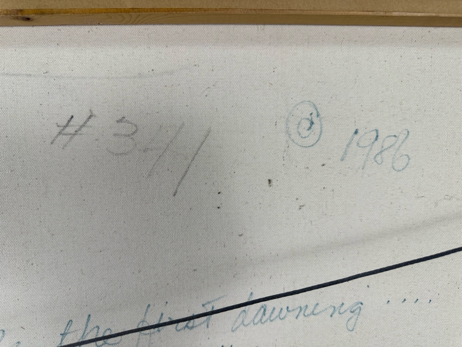 Alcina Nolley (St. Lucia) Original Oil Painting On Canvas 1986 'Morning Has Broken, Like The First Dawning. Blackbird Is Singing, Like The First Bird' 37.25 X 37.25 Framed 45.5 X 45.5 [Photo 18]