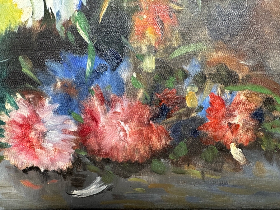 Vintage 1947 Stunning Original Still Life Oil Painting On Canvas 27 X 20 Framed 32 X 25 Signed Conchita? [Photo 6]