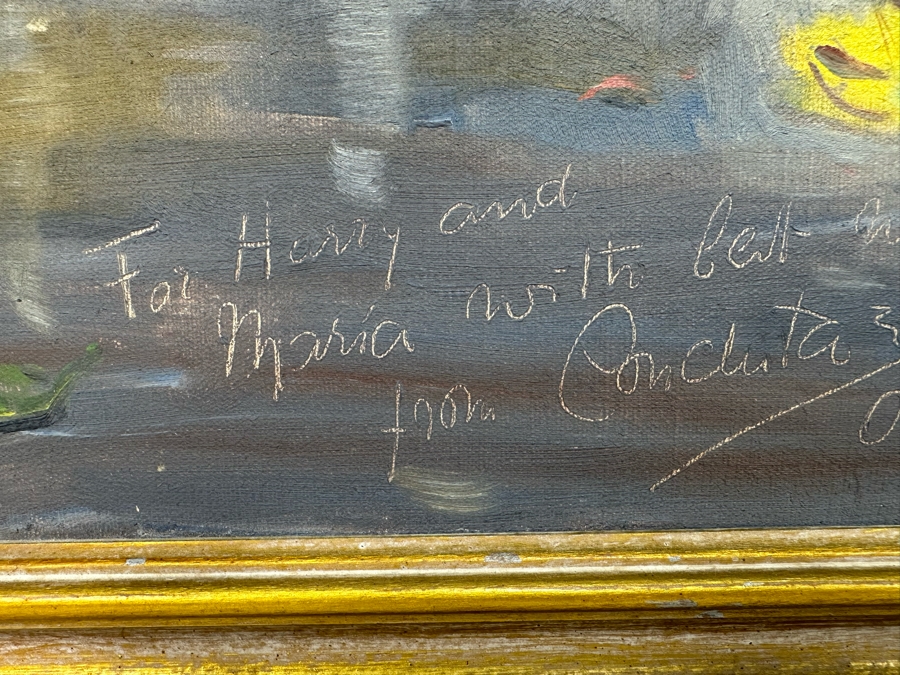 Vintage 1947 Stunning Original Still Life Oil Painting On Canvas 27 X 20 Framed 32 X 25 Signed Conchita? [Photo 11]