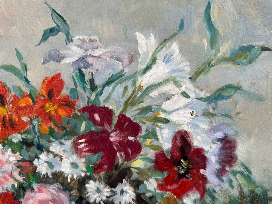 Vintage 1947 Stunning Original Still Life Oil Painting On Canvas 27 X 20 Framed 32 X 25 Signed Conchita? [Photo 8]