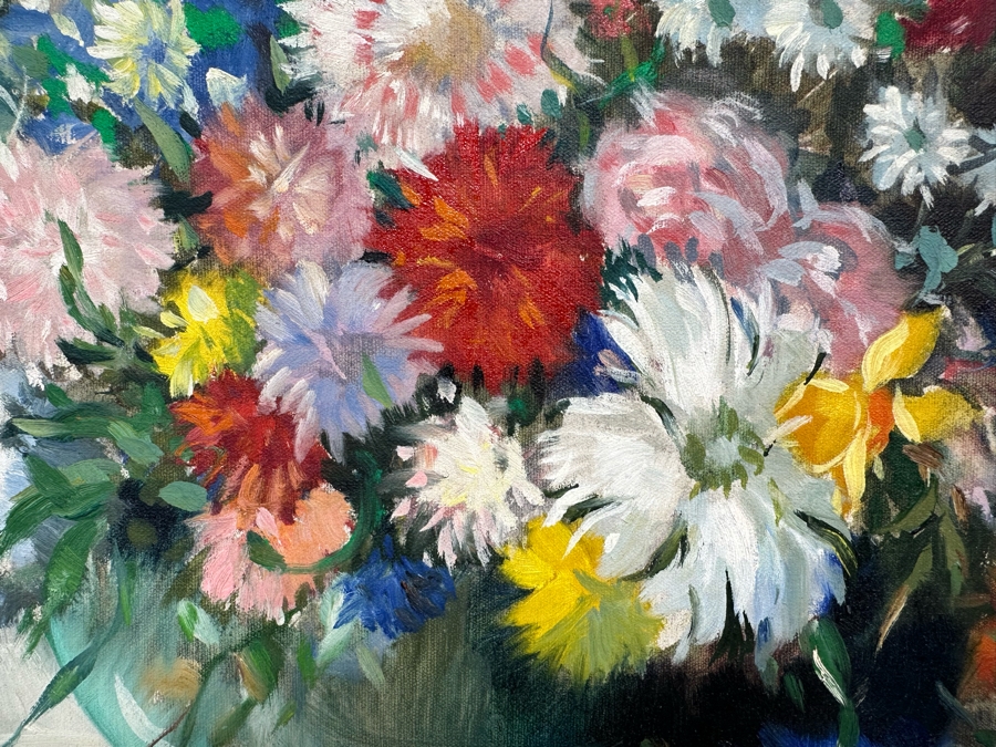 Vintage 1947 Stunning Original Still Life Oil Painting On Canvas 27 X 20 Framed 32 X 25 Signed Conchita? [Photo 7]