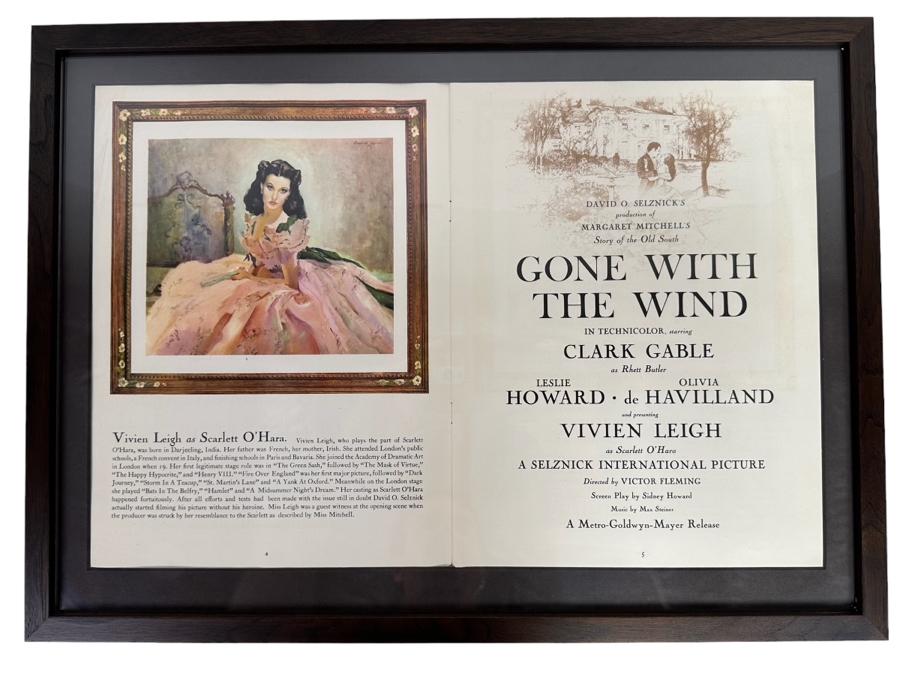Framed Gone With The Wind MGM Movie Program 20.5 X 15