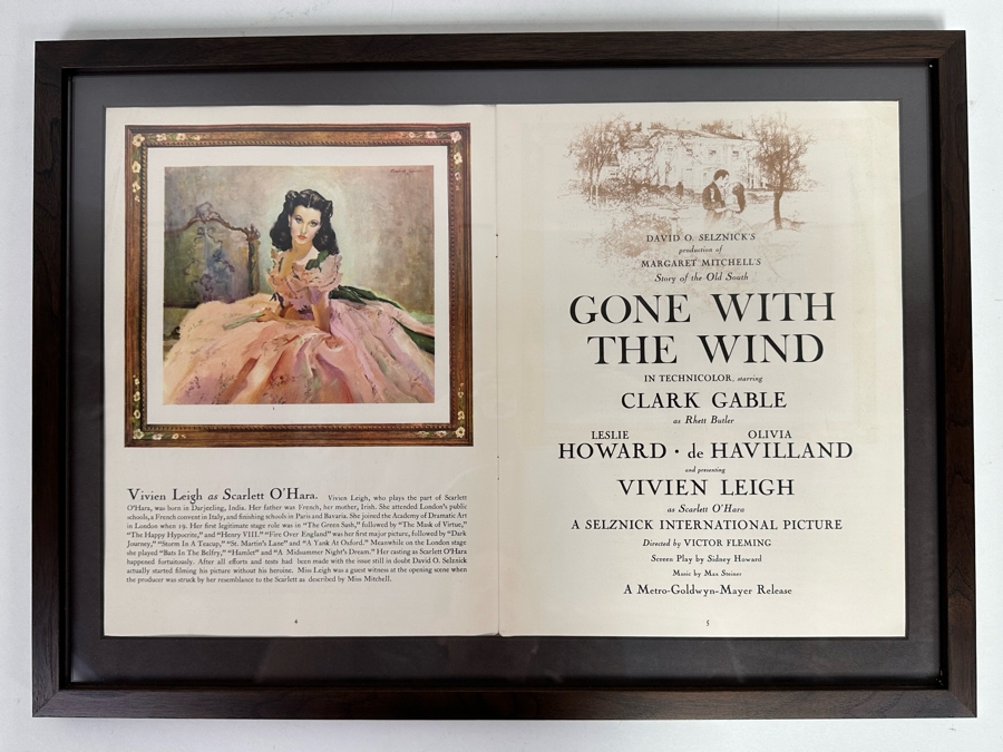 Framed Gone With The Wind MGM Movie Program 20.5 X 15 [Photo 3]