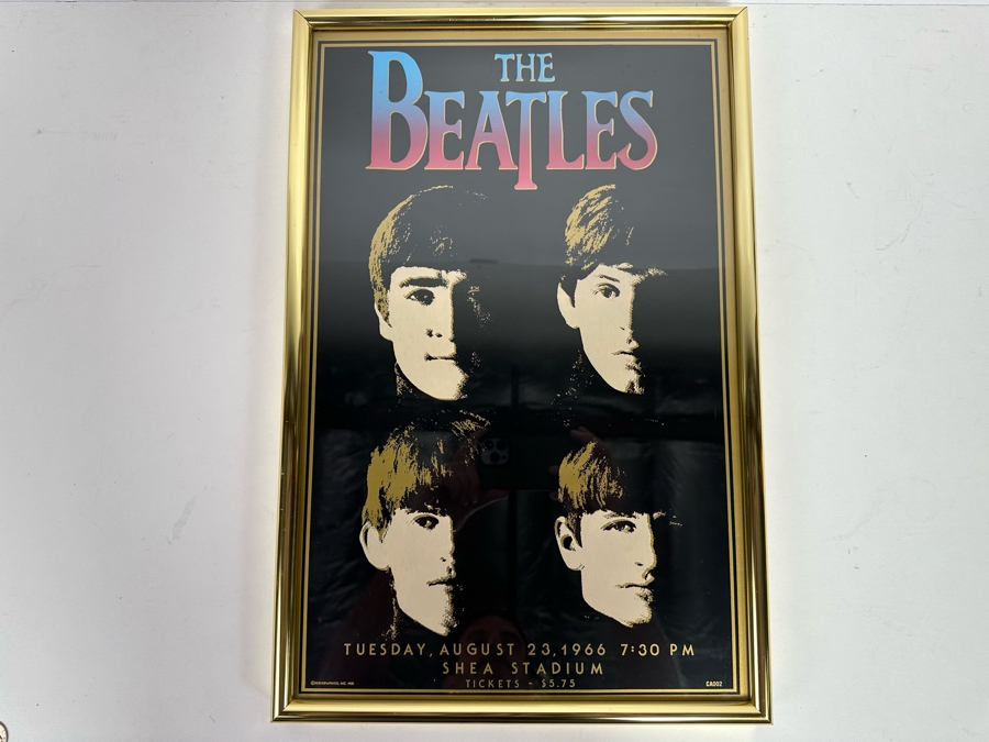 Reproduction The Beatles Tuesday, August 23, 1966 Shea Stadium Concert Poster Framed Serigraphics, Inc 1981 14 X 21 [Photo 2]