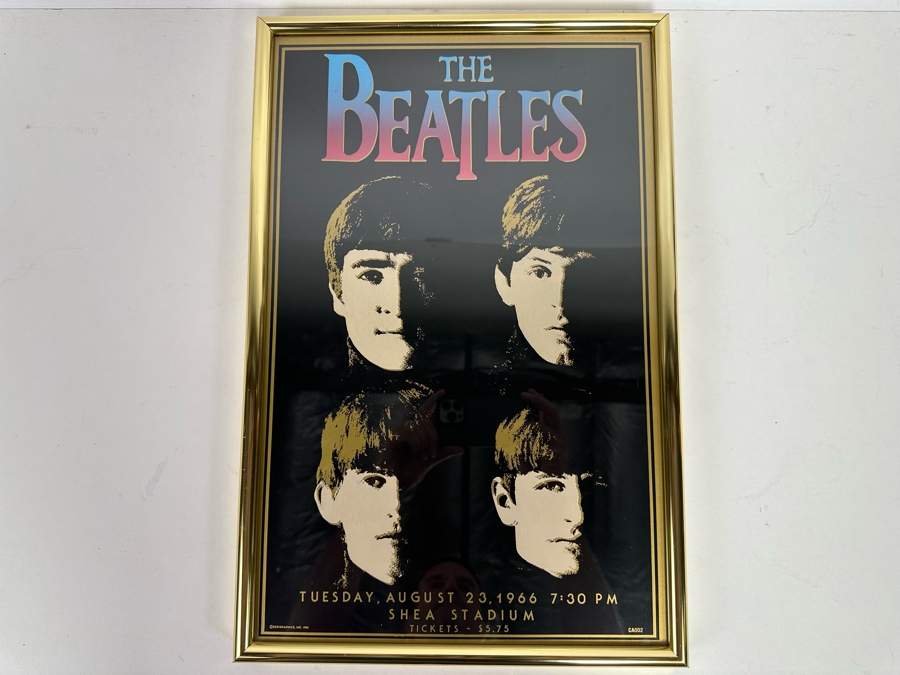 Reproduction The Beatles Tuesday, August 23, 1966 Shea Stadium Concert Poster Framed Serigraphics, Inc 1981 14 X 21 [Photo 3]
