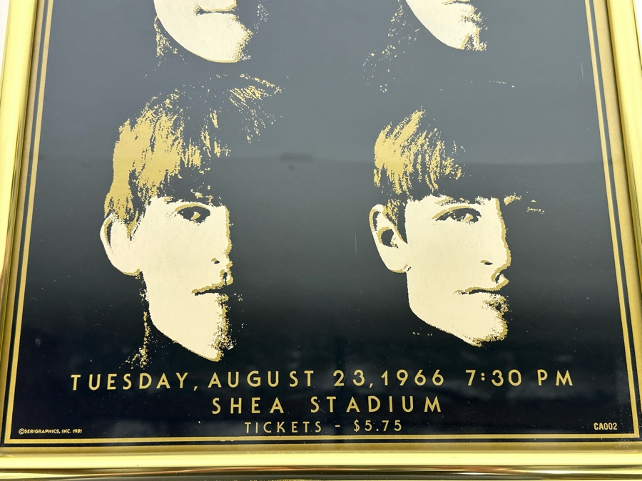 Reproduction The Beatles Tuesday, August 23, 1966 Shea Stadium Concert Poster Framed Serigraphics, Inc 1981 14 X 21 [Photo 5]