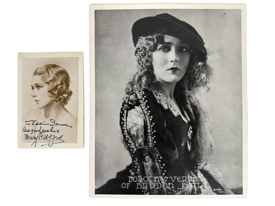 Hand Signed Mary Pickford Vintage Photograph 3.5 X 5 And 8 X 10 Mary Pickford Photograph [Photo 1]
