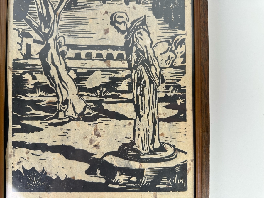 Phebe Burnham (1920-2023, California) Woodblock Print Of Mission Framed [Photo 5]