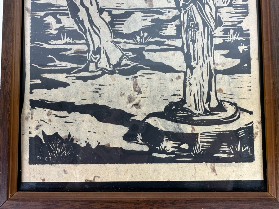 Phebe Burnham (1920-2023, California) Woodblock Print Of Mission Framed [Photo 7]