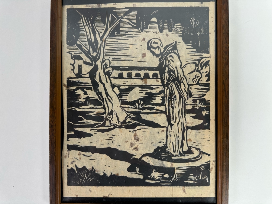 Phebe Burnham (1920-2023, California) Woodblock Print Of Mission Framed [Photo 4]