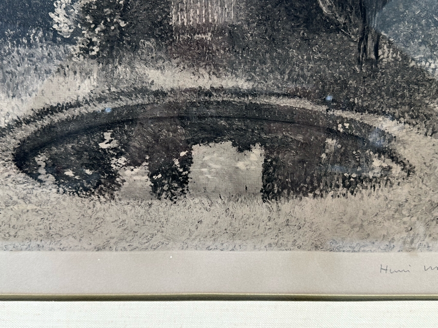 Henri-Jean Guillaume Martin (1860-1943, France) Neo-impressionist Landscape Heliograph Titled 'Landscape With Cypress' With Individual Roulette Work Pencil Signed By Henri Martin Limited To 200 Unnumbered Pieces From 1925 With Cert 19 X 17 Framed 28 X 26 [Photo 12]