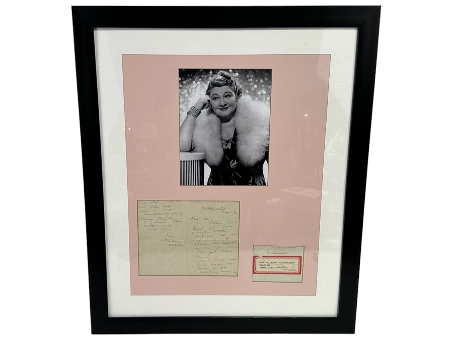 Handwritten Signed Letter From Sophie Tucker Dated 1945 With Photograph Framed 22.5 X 26.5 [Photo 2]