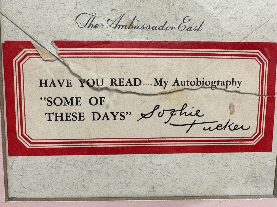 Handwritten Signed Letter From Sophie Tucker Dated 1945 With Photograph Framed 22.5 X 26.5 [Photo 14]