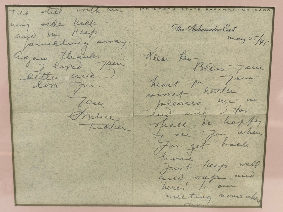 Handwritten Signed Letter From Sophie Tucker Dated 1945 With Photograph Framed 22.5 X 26.5 [Photo 8]