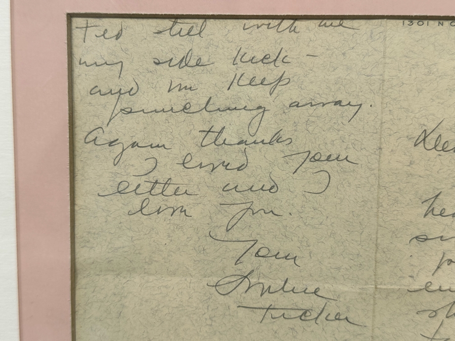 Handwritten Signed Letter From Sophie Tucker Dated 1945 With Photograph Framed 22.5 X 26.5 [Photo 11]