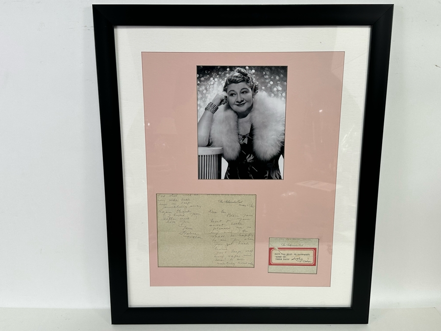 Handwritten Signed Letter From Sophie Tucker Dated 1945 With Photograph Framed 22.5 X 26.5 [Photo 3]