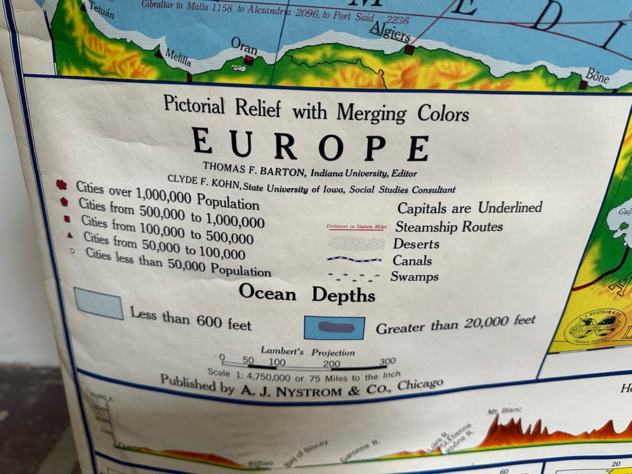Vintage School Pictorial Relief With Merging Colors Map Of Europe Published By A. J. Nystrom 1963 Edition Map No. PR 2 43W X 69H [Photo 7]
