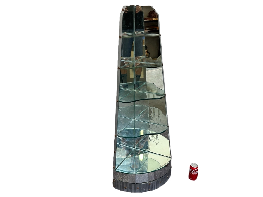 Art Deco Mirrored Corner Etagere Display Shelving [Photo 1]