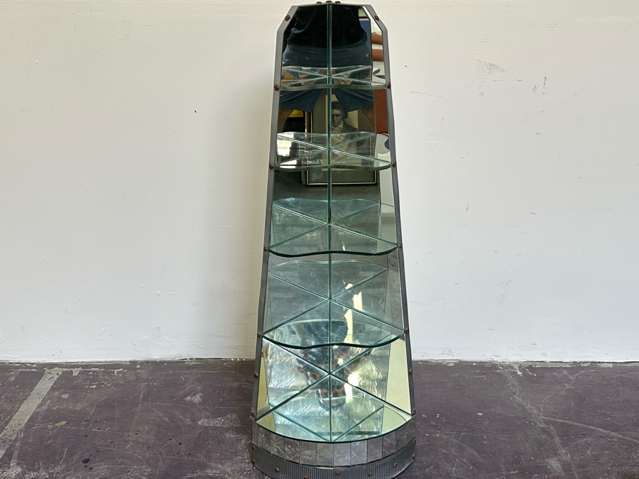 Art Deco Mirrored Corner Etagere Display Shelving [Photo 2]