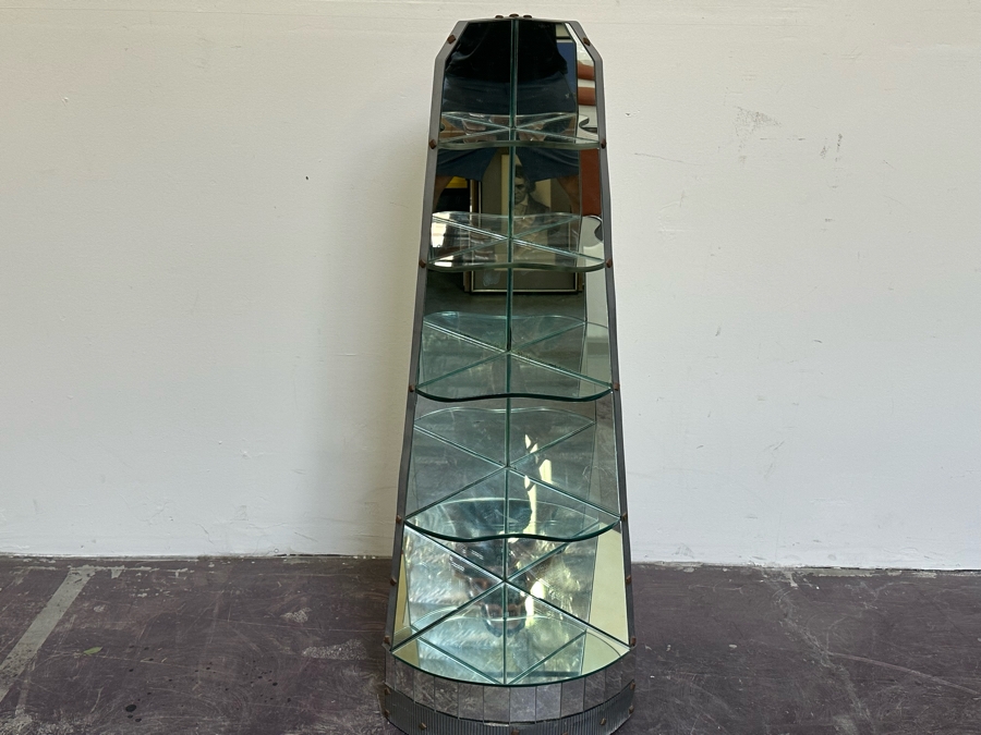 Art Deco Mirrored Corner Etagere Display Shelving [Photo 3]