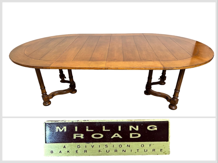 Stunning Baker Furniture (Milling Road) Solid Wood Cotswold Formal Dining Table With Two Leaves 54W X 54D X 29.5H Each Leaf Is 20' Estimate $2,000