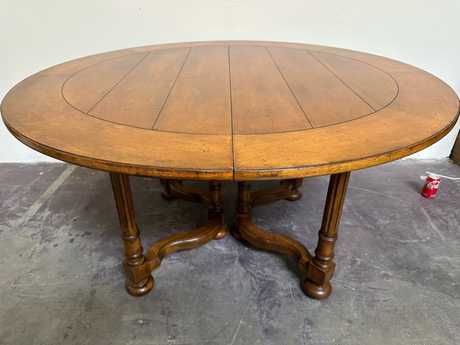 Stunning Baker Furniture (Milling Road) Solid Wood Cotswold Formal Dining Table With Two Leaves 54W X 54D X 29.5H Each Leaf Is 20' Estimate $2,000 [Photo 5]