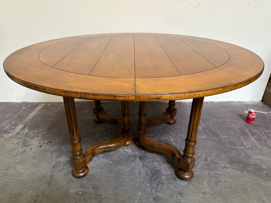 Stunning Baker Furniture (Milling Road) Solid Wood Cotswold Formal Dining Table With Two Leaves 54W X 54D X 29.5H Each Leaf Is 20' Estimate $2,000 [Photo 4]