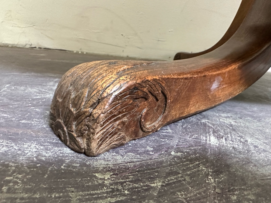 Stunning Antique Hand Carved Wooden Tripod Tilt Top Table See Photos For Details 57.5R X 30H Estimate $2,500 [Photo 10]