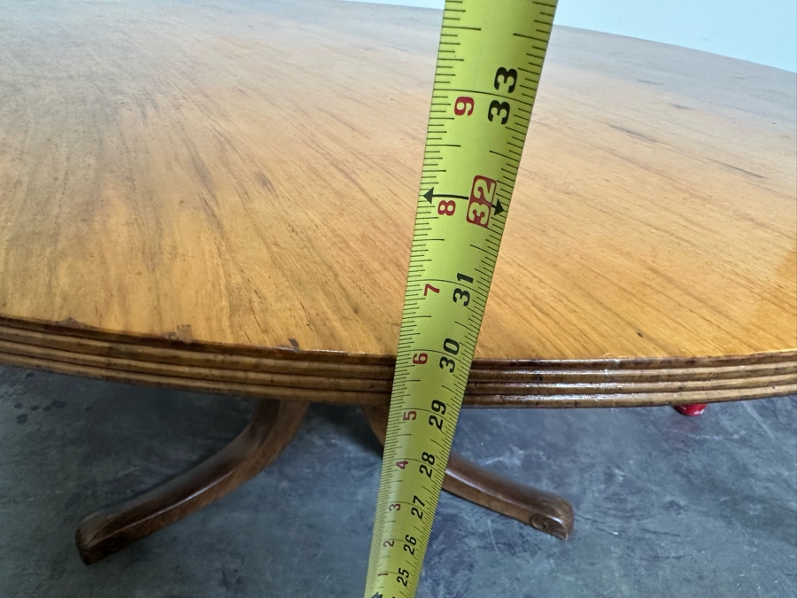 Stunning Antique Hand Carved Wooden Tripod Tilt Top Table See Photos For Details 57.5R X 30H Estimate $2,500 [Photo 26]