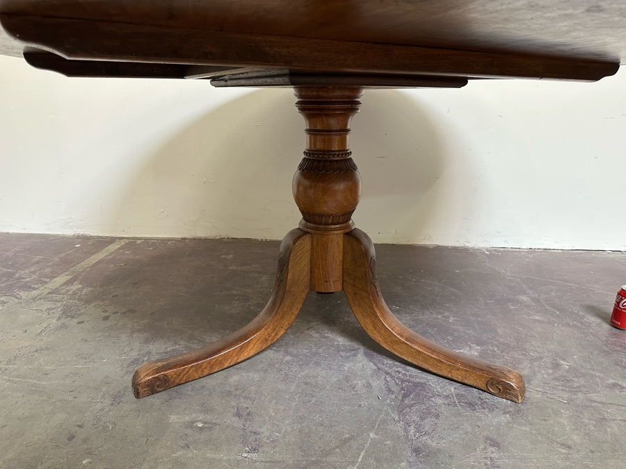 Stunning Antique Hand Carved Wooden Tripod Tilt Top Table See Photos For Details 57.5R X 30H Estimate $2,500 [Photo 22]