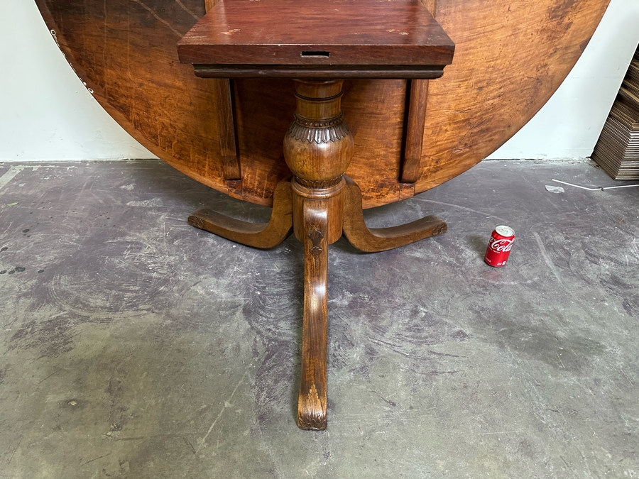 Stunning Antique Hand Carved Wooden Tripod Tilt Top Table See Photos For Details 57.5R X 30H Estimate $2,500 [Photo 16]