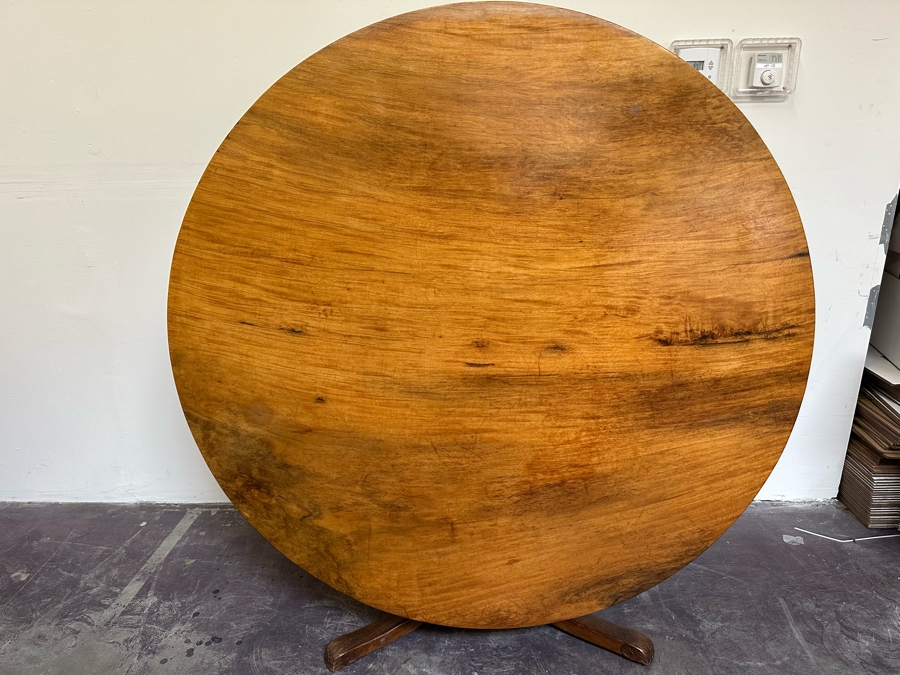 Stunning Antique Hand Carved Wooden Tripod Tilt Top Table See Photos For Details 57.5R X 30H Estimate $2,500 [Photo 3]