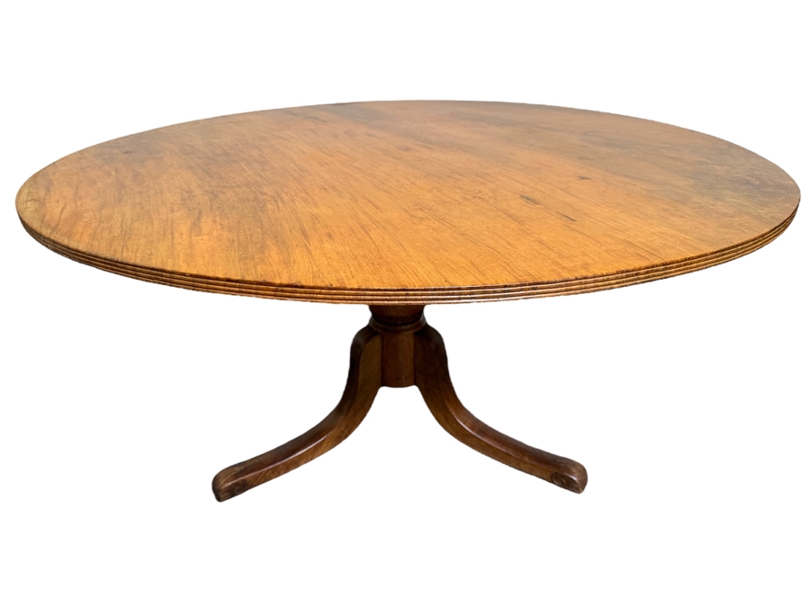 Stunning Antique Hand Carved Wooden Tripod Tilt Top Table See Photos For Details 57.5R X 30H Estimate $2,500 [Photo 1]