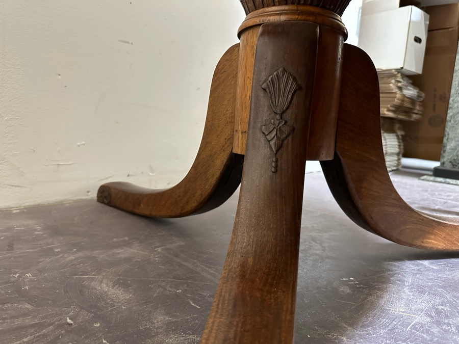 Stunning Antique Hand Carved Wooden Tripod Tilt Top Table See Photos For Details 57.5R X 30H Estimate $2,500 [Photo 11]