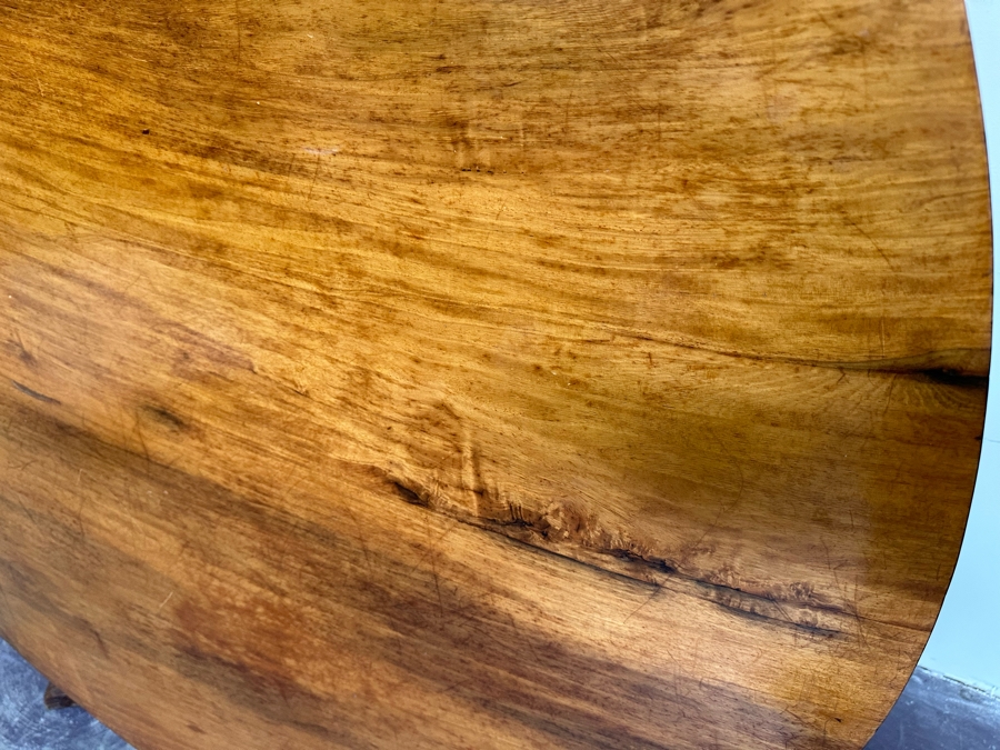 Stunning Antique Hand Carved Wooden Tripod Tilt Top Table See Photos For Details 57.5R X 30H Estimate $2,500 [Photo 7]