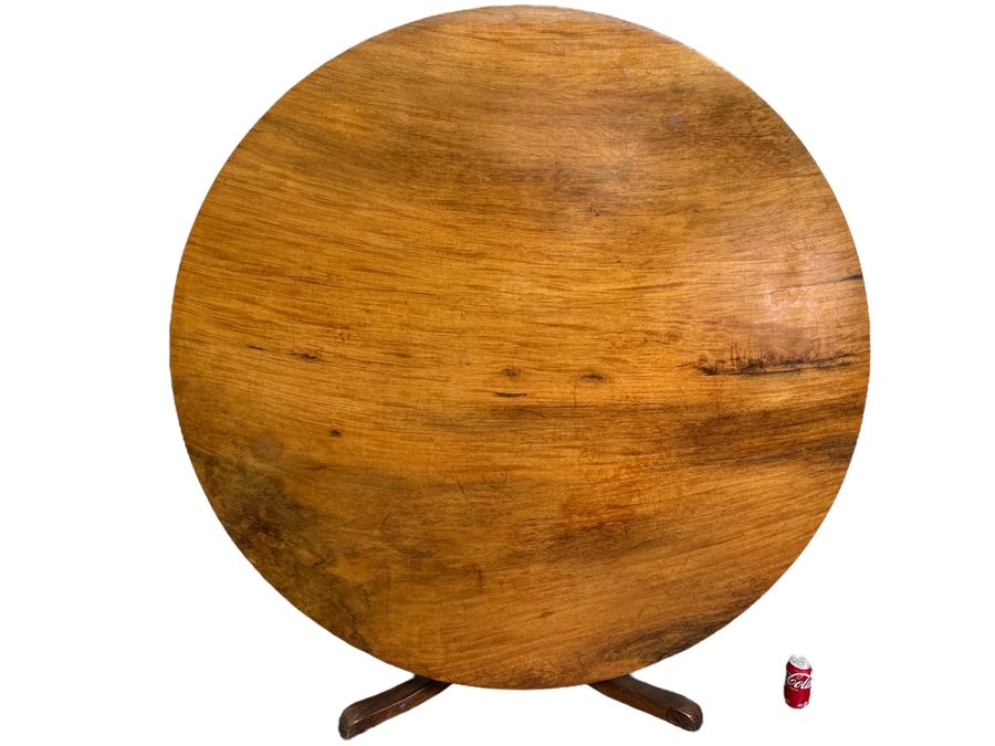 Stunning Antique Hand Carved Wooden Tripod Tilt Top Table See Photos For Details 57.5R X 30H Estimate $2,500 [Photo 2]