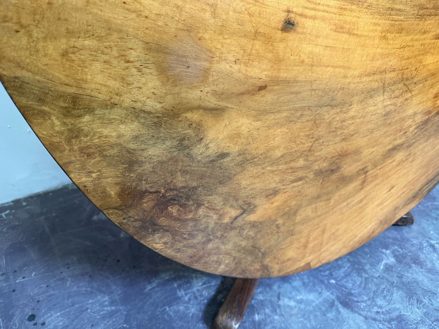 Stunning Antique Hand Carved Wooden Tripod Tilt Top Table See Photos For Details 57.5R X 30H Estimate $2,500 [Photo 8]